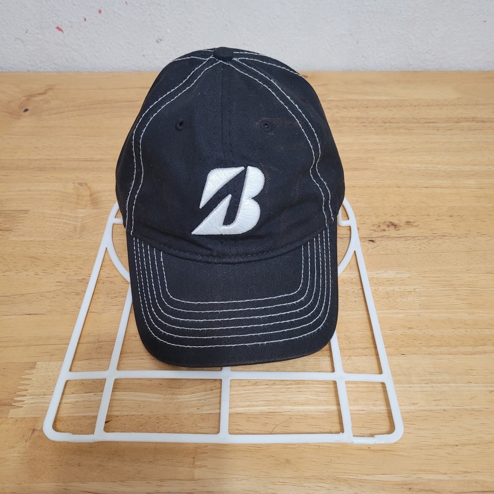 Bridgestone Golf Hat Mens Black White Contrast Stitch Adjustable Baseball Cap